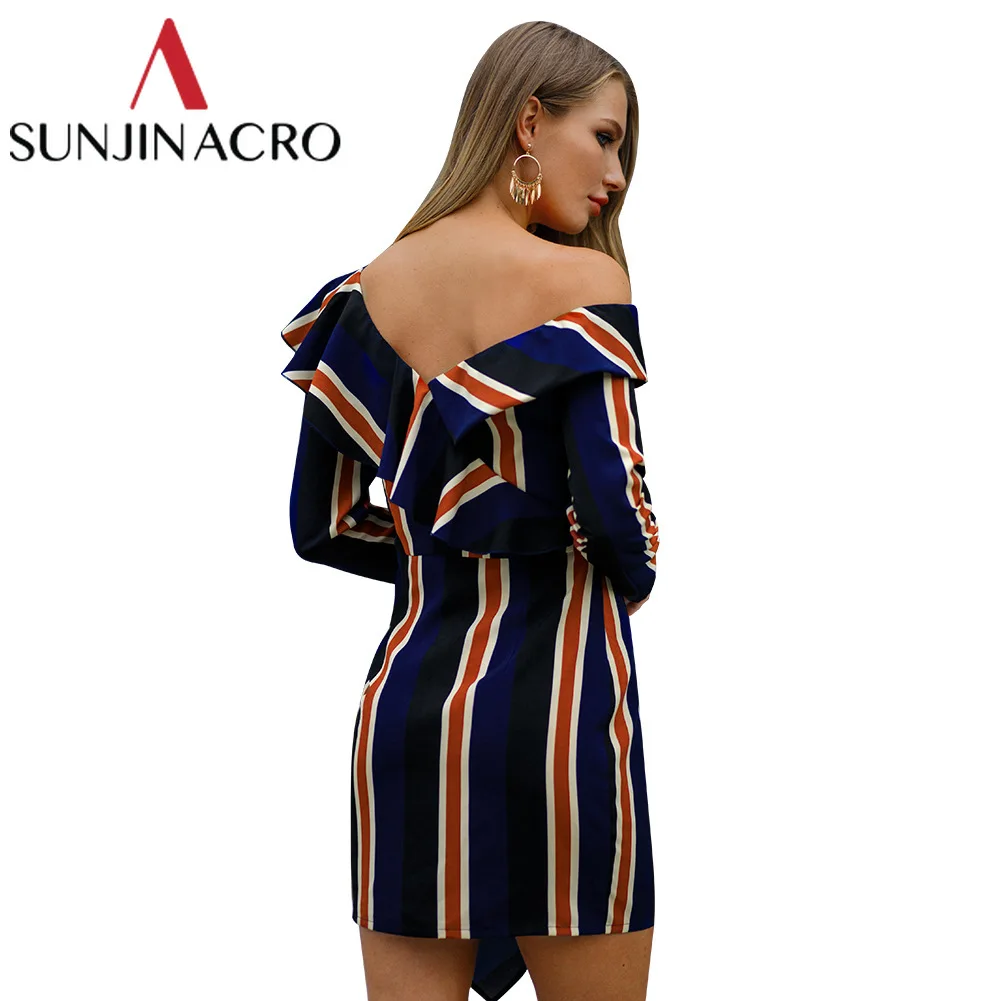 Женское платье с открытой спиной SUNJINACRO винтажное пляжное в полоску открытыми