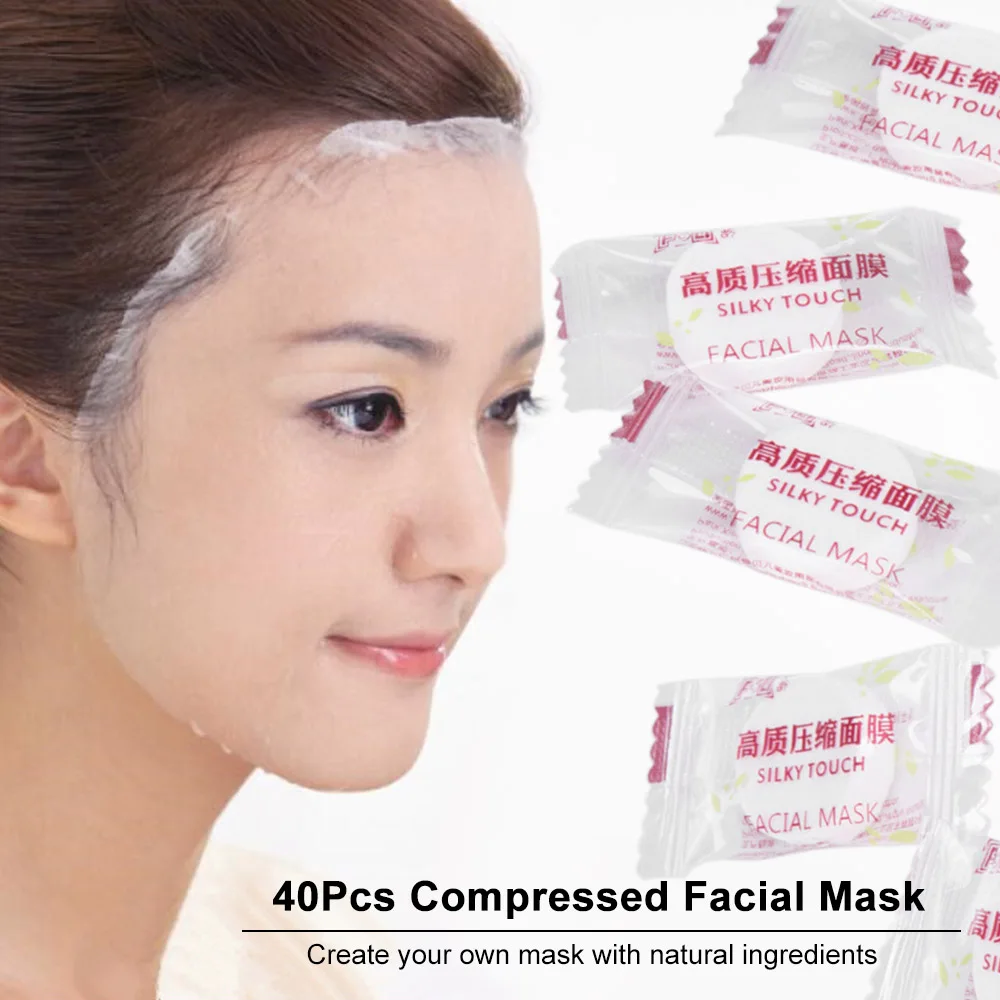 40Pcs Skin Care DIY Facial Face Compressed Mask Paper Cotton Women's
