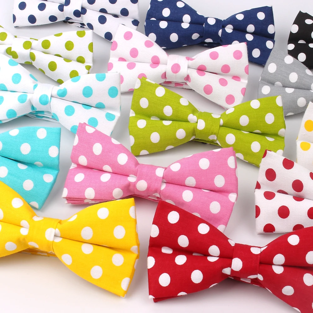 

100% Cotton Men Bowtie Casual Shirts Bow tie For Men Bowknot Adult Dot Print Bow Ties Cravats Wedding Butterfly Yellow Bowties