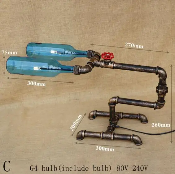 Гостиная стеклянный абажур бутылка Настольный светильник включают в себя G4 светильник лампы настольные лампы для спальни прикроватной 220V - Цвет абажура: C