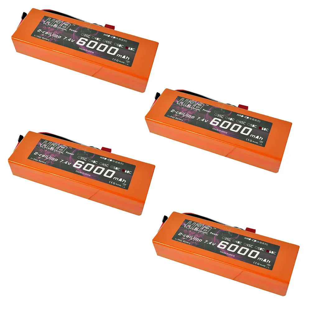 4 шт. HRB Lipo 2S батарея 7 в 6000 мАч 60C 120C RC оранжевый Жесткий Чехол для автомобиля AKKU Traxxas