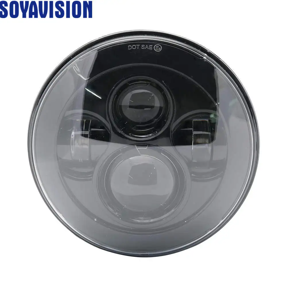 7 дюймовый круглый светодиодный головной светильник высокий низкий пучок светильник Halo Угол Eyes DRL светодиодные фары для джипа Wrangler Lada niva Прожекторы для внедорожников 4х4 в байкерском стиле - Цвет: 40w Headlight Black