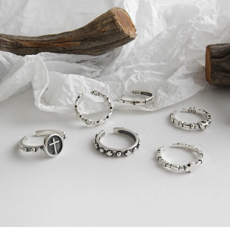 Женское кольцо с сердечками anel bague femme 100% Стерлинговое Серебро 925 пробы винтажное