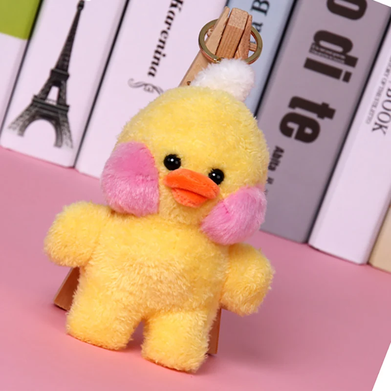 Милый мини 12 см желтая утка брелок-плюшевая игрушка мягкие животные маленькие Ins утка кукла брелок для ключей детские игрушки для девочек подарок для детей