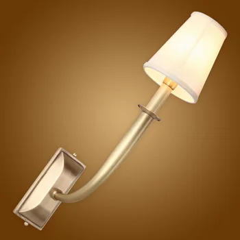 

Modern Wall Lamp Real Copper Wall Sconces Fabric Lampshade Bathroom Mirror Bedside Cabinet Fixtures Home Lighting BLW042