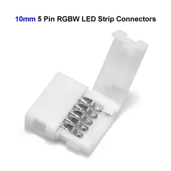 

100pcs RGBWW LED Strip 5 Pin Connectors No Soldering 10mm 12mm Connector For SMD 5050 RGBW RGBWW LED Strip Lights