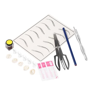

Eyebrow Microblading Set Eyebrow Ruler 14 Pin Needles Tattoo Pigment Rings Practice Skin for Eyebrow Tattoo Permanent Makeup