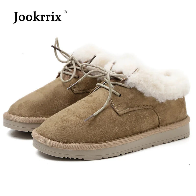 

Jookrrix 2018 Casual Shoes Women Fashion Brand Snow Boots Ladychaussure Winter New Female footware Ankle Boots Cross-tied Black