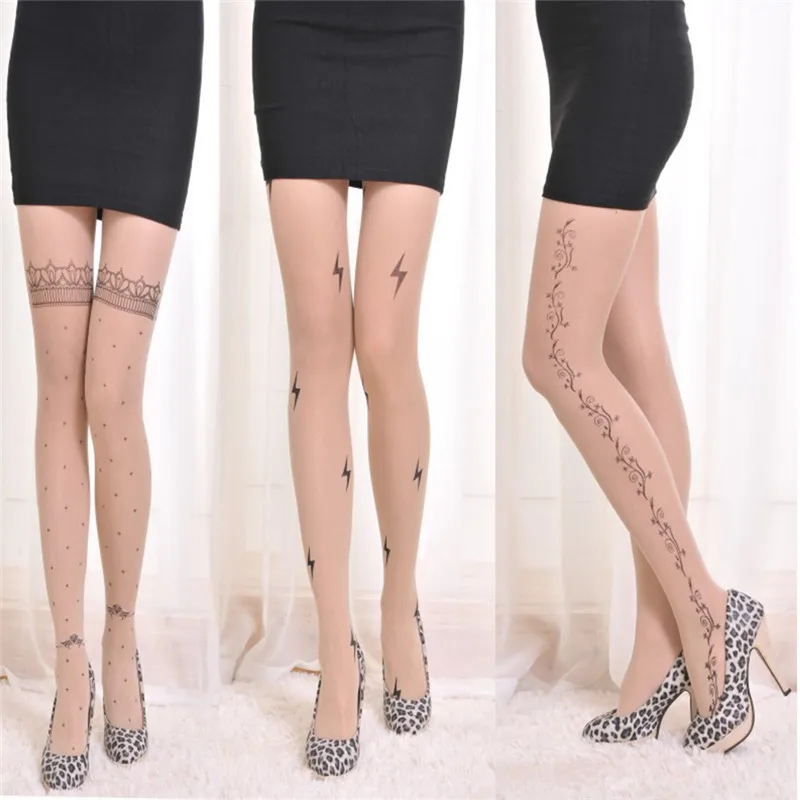 

Women Cute Patterns Printed Pantyhose 4 Styles Tattoo Tights Ladies Gifts