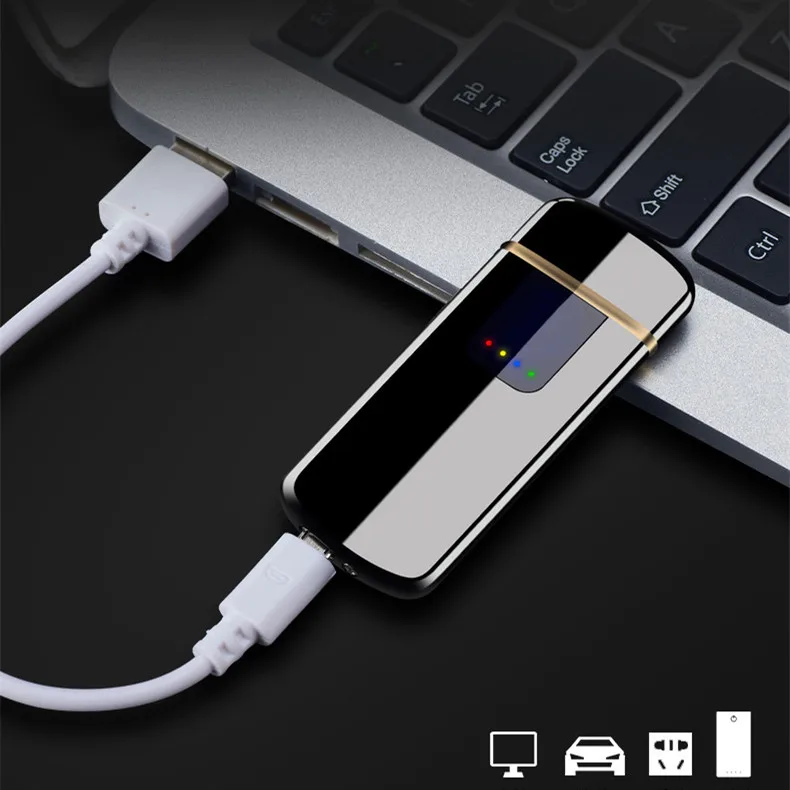 USB отпечаток пальца Зажигалка электронная USB зарядка сигарета для курения электрическая Подарочная Зажигалка для подарка бойфренду