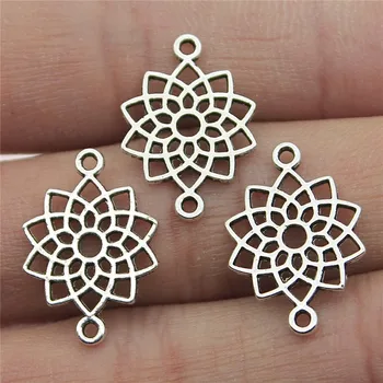 

20pcs/Lot Chakra Charms Connector For Jewelry Making 14x20mm Antique Silver Color Accessories