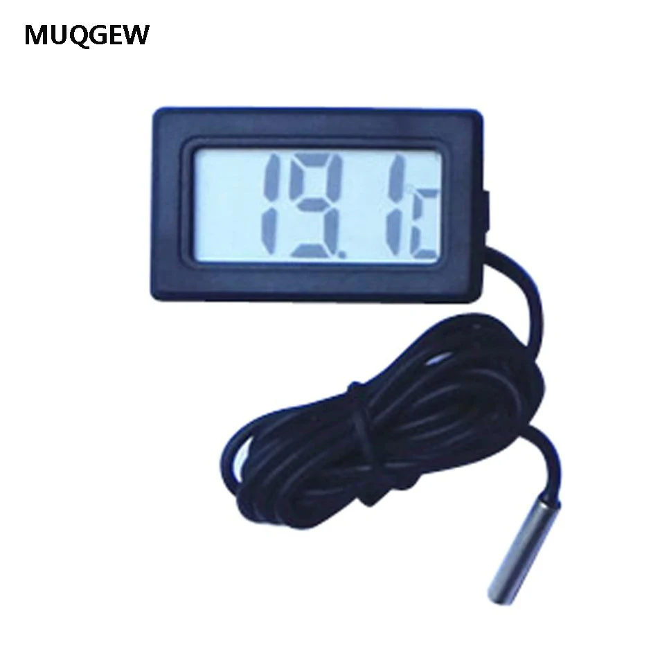 

MUQGEW 1M Thermometer Mini LCD Display Digital thermometer with sensor Black 1.5V high quality thermometer indoor outdoor