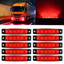 Светодио дный 10X6 LED красный боковой повторитель Грузовик Автобус прицепы боковые габаритные индикаторы свет 12 В в В 24