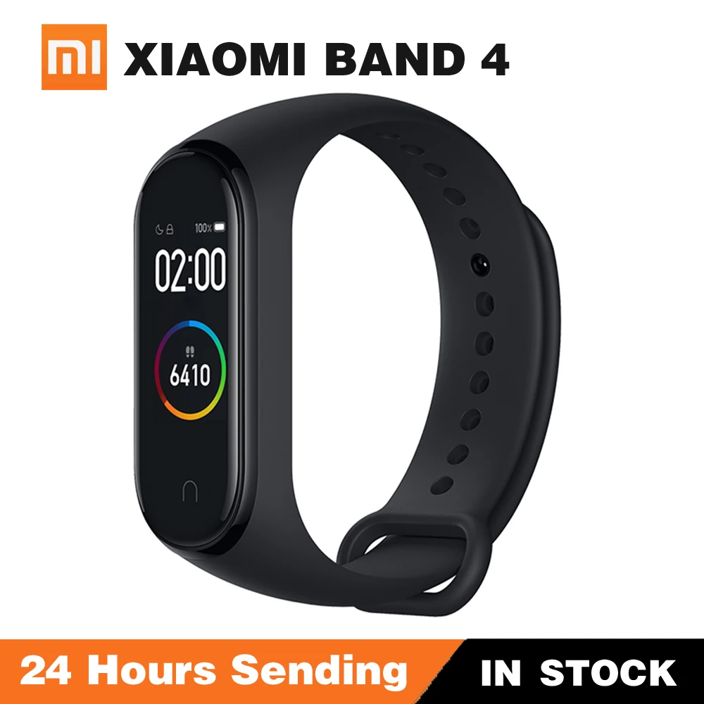 Xiaomi Mi Band 4 новейший музыкальный умный Браслет фитнес-трекер для измерения сердечного ритма 0,9" цветной AMOLED экран BT 5,0 135 мАч браслет