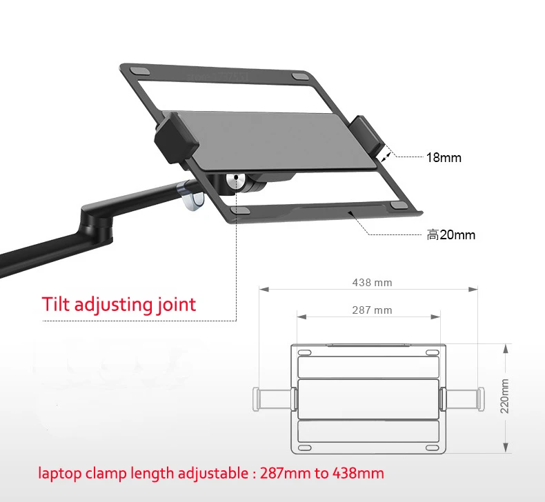 Multifunction de Alumínio Suporte de Movimento Ergonomia Mesa Portátil Suporte Completo Braçadeira Grommet Monitor Bandeja Ol-1s Ol-2s 10 -17 - Image 3