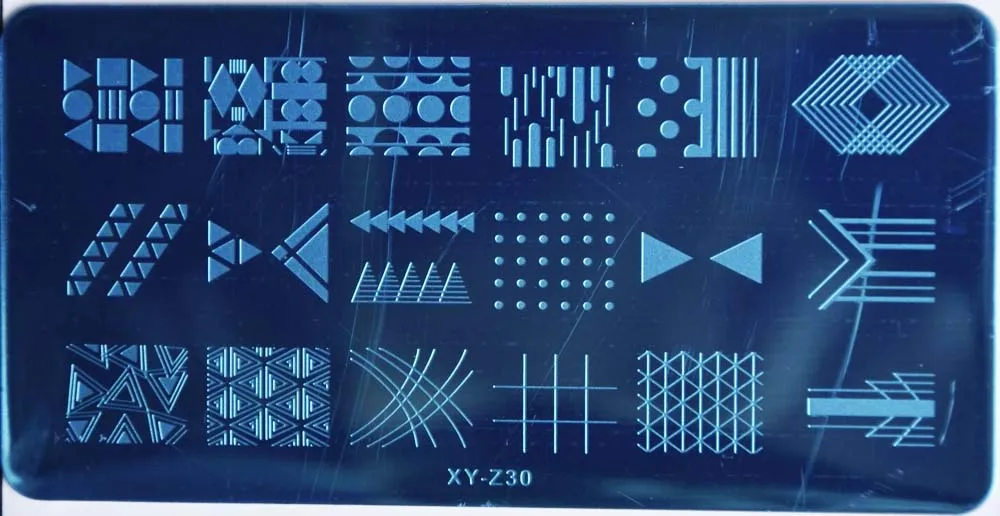 1 шт. XYZ серии пластины с узорами для ногтей геометрический горошек треугольник X шаблон прямоугольный штамп-шаблон пластины Маникюр Искусство трафареты XYZ23 - Цвет: 30