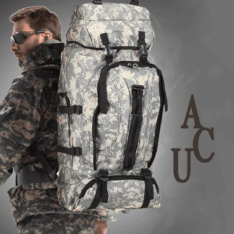 Outdoor 70L Camping Camouflage Backpack Hiking Mountaineering Travel