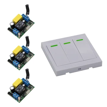 

2017 New 220V AC 1CH RF Wireless Remote Control Switch 3Receiver+1 Wall Transmitter Self-lock Mode 315/433mhz