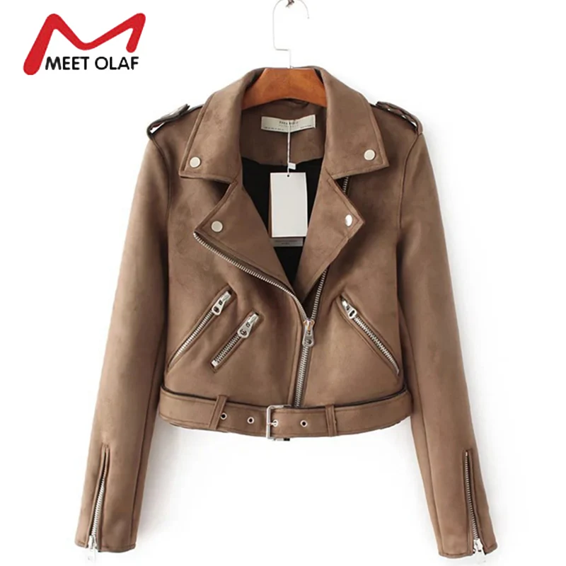Женские замшевые куртки короткие на молнии из искусственной кожи Y1173 2017|leather coats