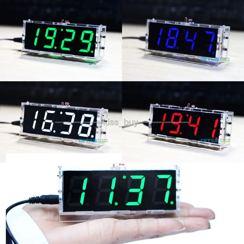 4 Bits Digital Tube DIY kit LED electronic clock microcontroller RED digital time thermometer | Электронные компоненты и