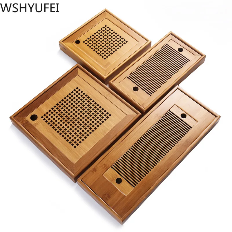

Bamboo Tea tray Household Rectangular Modern Simple Small Bamboo Water Storage Square Kung Fu Tea Tray dropshipping
