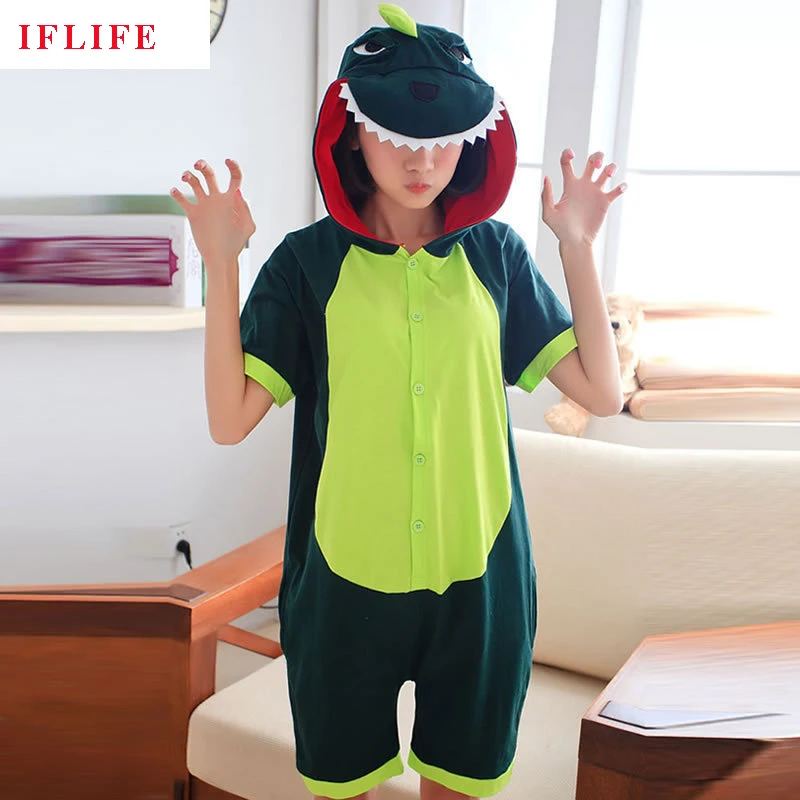 Кигуруми Onesie унисекс для взрослых женщин Динозавр зеленый пижамы костюм