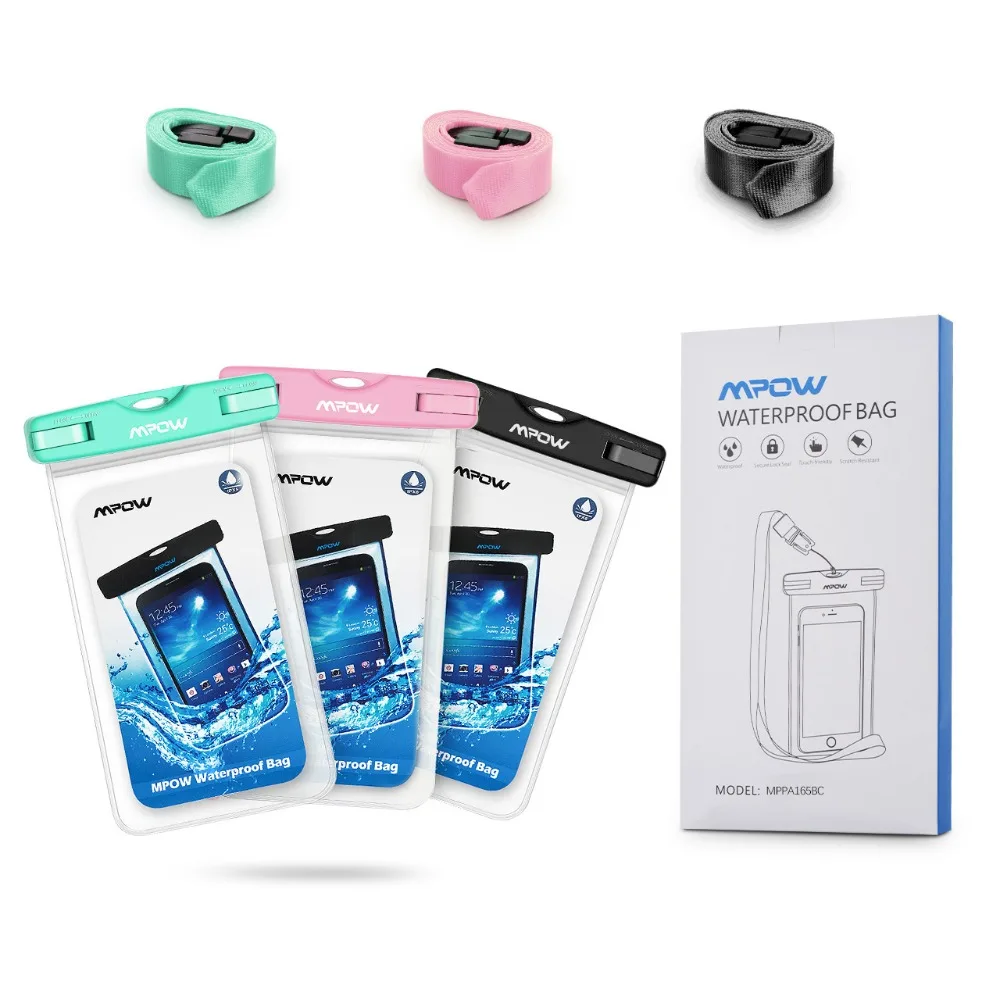 3PCS MPOW Universal Waterproof Bag Case Dust-proof Underwater Swimming Cell Phone Pouch for iPhone for Samsung for Xiaomi 10