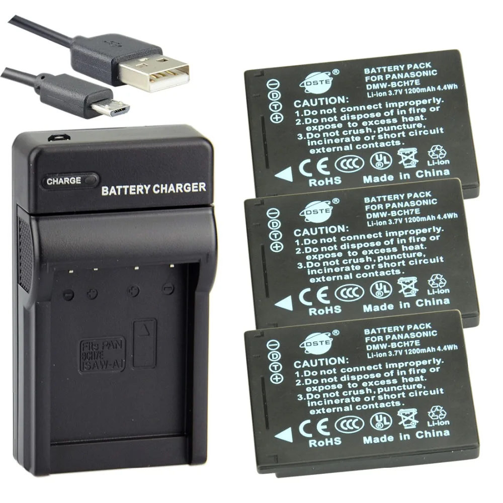 

DSTE 3pcs DMW-BCH7E Li-ion Battery + UDC102 USB Charger for Panasonic DMC-FP1/FP2/FP3/FT10/TS10 Camera