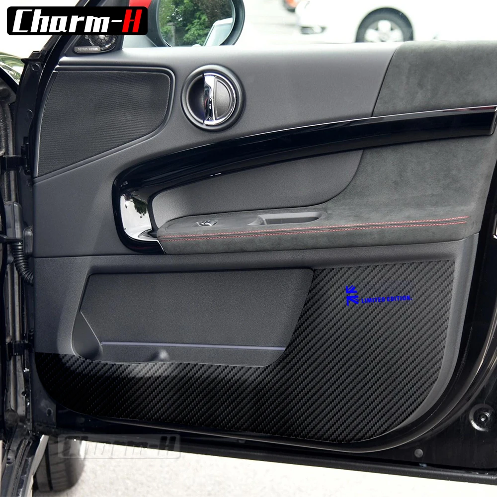 For MINI Countryman F60 5D Carbon Fibre Leather Door Anti kick Pad Protective Cover Door Protection Sticker 2017-