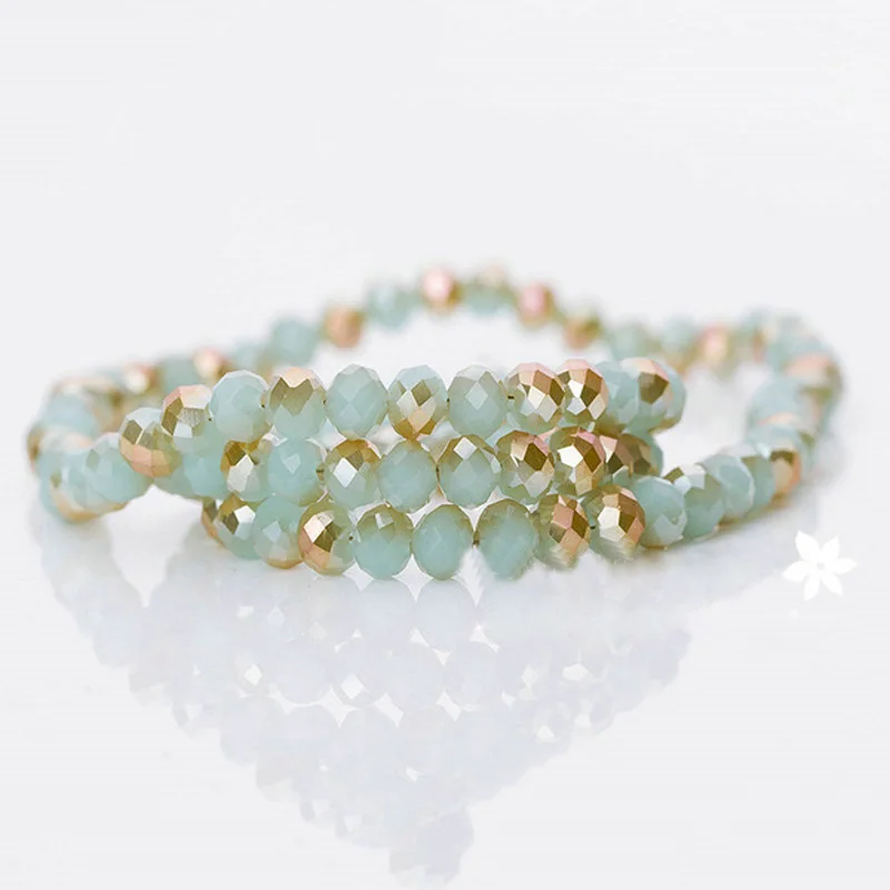 98pcs/pack 6mm fashion Rondelle Faceted Crystal glass Porcelain plated loose Spacer Beads DIY jewelry making | Украшения и