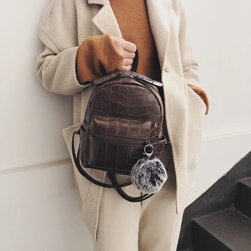 Рюкзак с каменным узором из искусственной кожи, мини Мягкий Многофункциональный маленький рюкзак для женщин, женская сумка на плечо