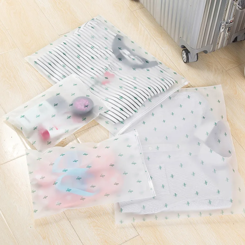 شفاف صندوق تخزين ملابس حقيبة الأمتعة للماء حقيبة التخزين الصبار القط طباعة البلاستيك السفر المنظم حقيبة أحذية مع قفل