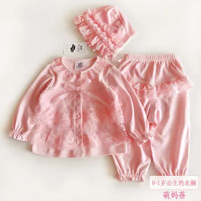 Милый комплект одежды из 3 предметов для новорожденных девочек на первый день рождения, новая стильная одежда для малышей, детская шапка, обувь, повязка на голову, Кружевной Костюм для малышей 0-12 лет - Цвет: pink set 3 pcs