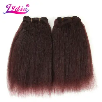 

Lydia For Black Women Synthetic Hair Extension New Super Kinky Straight Weaving Pure Color 10 Inch 3Pieces/lot Hair Bundles