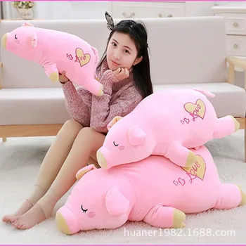 

Soft pink pig feather cotton Stuffed pig plush toy doll soft long pillow Animal toys Girl Gift