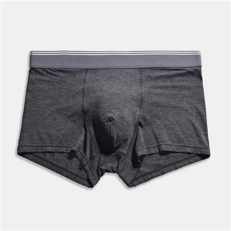 UYEEMU Boxers Men Underwear Modal Mens Boxer Shorts Solid Homme Pull Panties Sexy Male Underpants 3Pcs Lot Gray White Black Gray-03