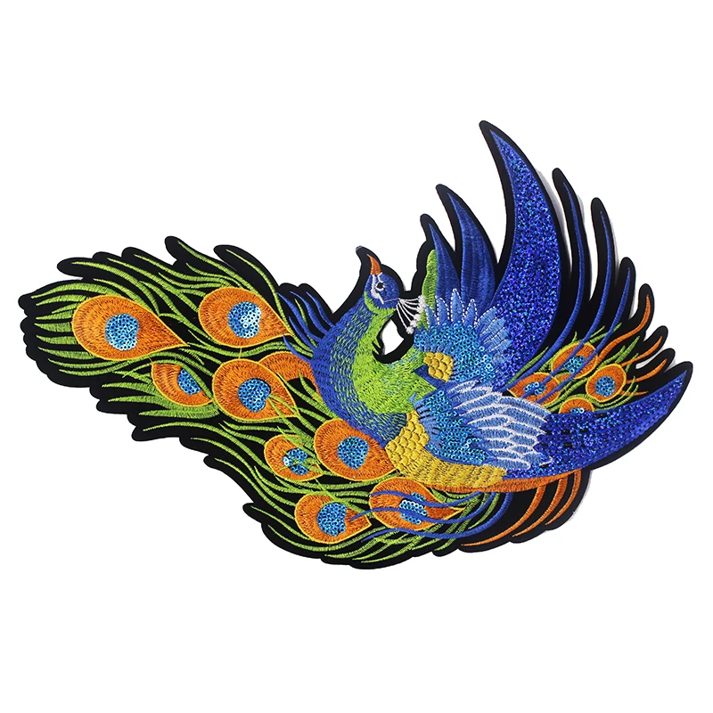 5pieces large sequin peacock perfect patch embroidery patches sew on