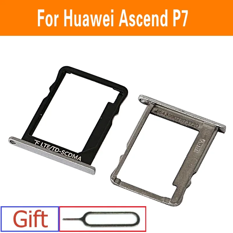 

100% Genuine Sim &Micro SD Card Tray Holder for Huawei Ascend P7 Sim Card Slot Tray reader Adapter gray color Replacement repair