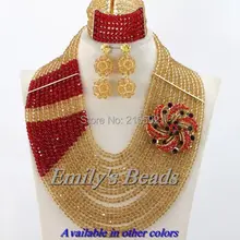 Amazing!African Wedding Nigerian Beads Jewelry Set Fashion African Crystal Beads Jewelry Set 12 Layers Free Shipping AJS536