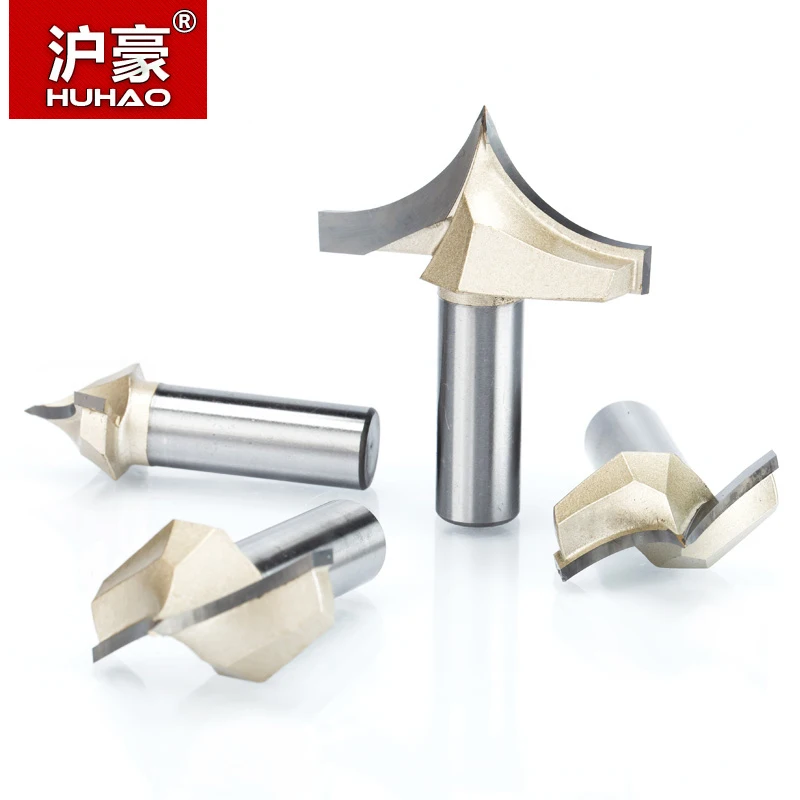 HUHAO 1pcs 1/4" 1/2" Shank Woodworking Cutter Double Edging Router Bits for wood carbide Woodworking Engraving Tools carving bit