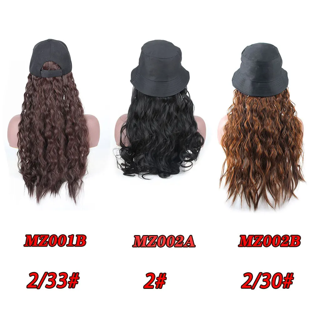Pageup шляпы парики с шляпой для женщин длинные Кудрявые Волнистые шапки с париком для волос термостойкие накладные волосы коричневые черные синтетические парики для косплея