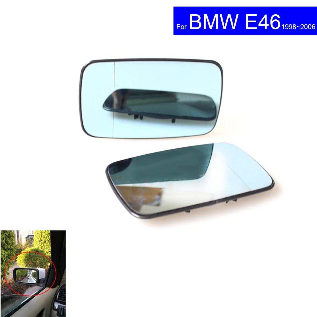 Car Rear View Mirror Convex Glass forBMW E46 1998 1999 2000 2001 2002