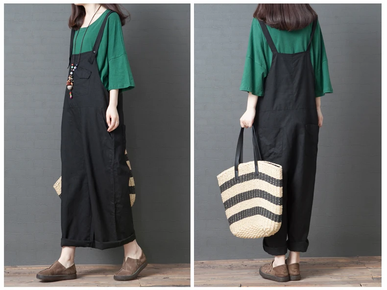 Rompers Womens Jumpsuit Summer Spring Cotton Linen Wide Leg Pants Trousers Overalls Jumpsuits for Women 2019 Plus Size Pantalon 4
