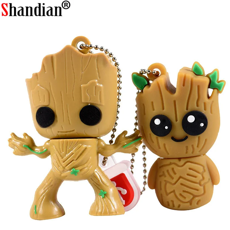 

SHANDIA Lovely cartoon Groot usb flash drive disk cute super heros memory stick Pen drive 4gb 16gb 32gb 64gb Creative pendrive