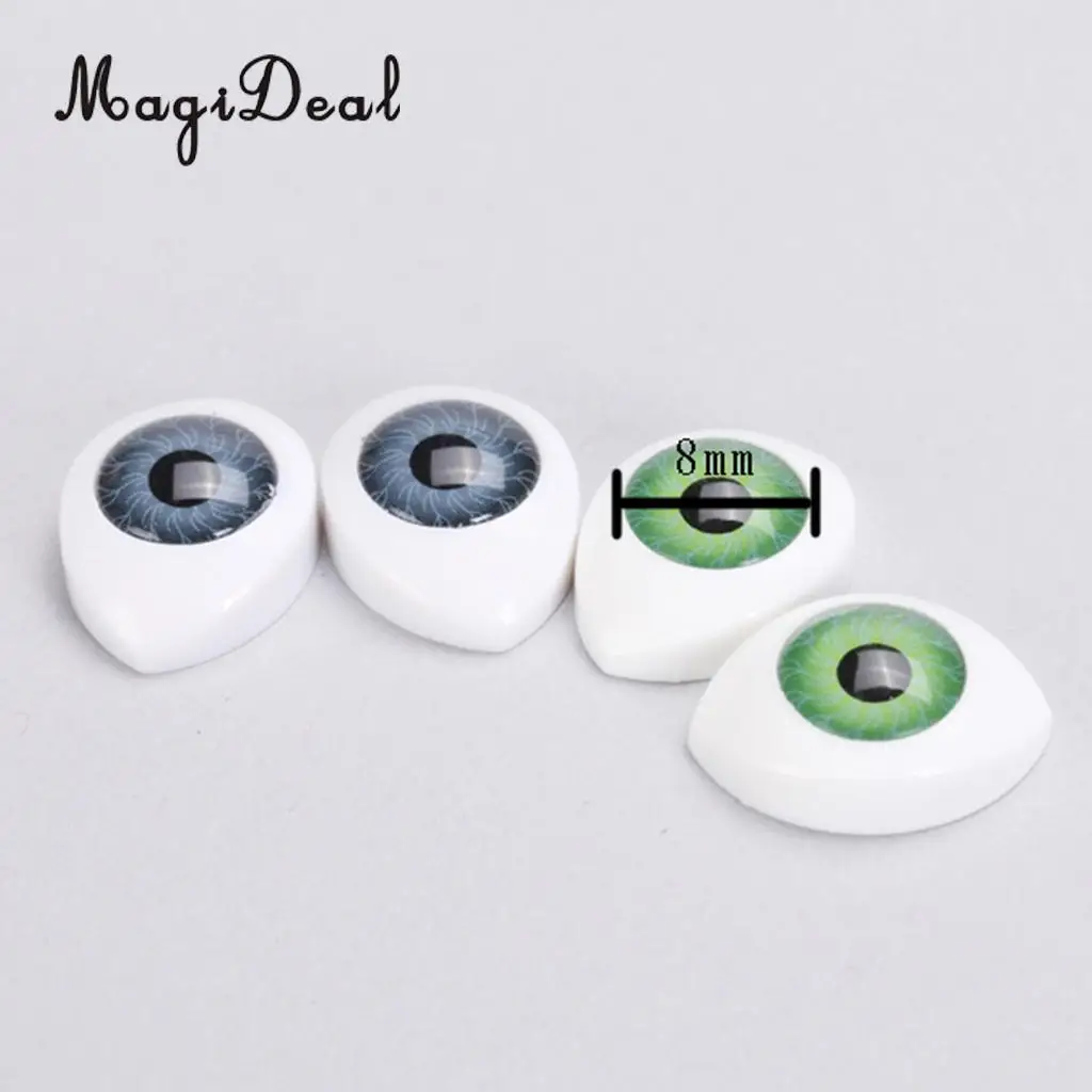 MagiDeal 4 Color 8Pcs Plastic Oval Hollow Back Plastic Eyes for Doll Animal Puppet Mask DIY Craft Toys Accessory 8mm