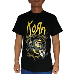 Хлопковые рубашки дешево оптом мужские короткие вырез лодочкой новые Korn Nu металлические полосы мужские футболки черные с коротким рукавом