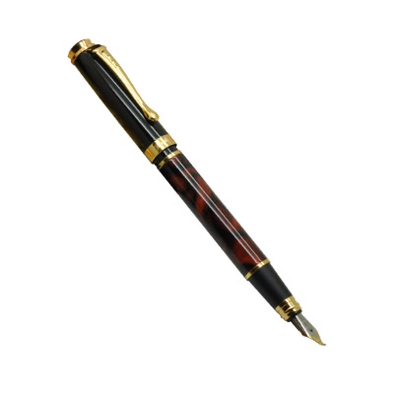 Jinhao 500, красная металлическая каллиграфическая ручка с драгоценным камнем, 1,0 мм, перьевая ручка с изогнутым наконечником, высокое качество, подарочные ручки для письма