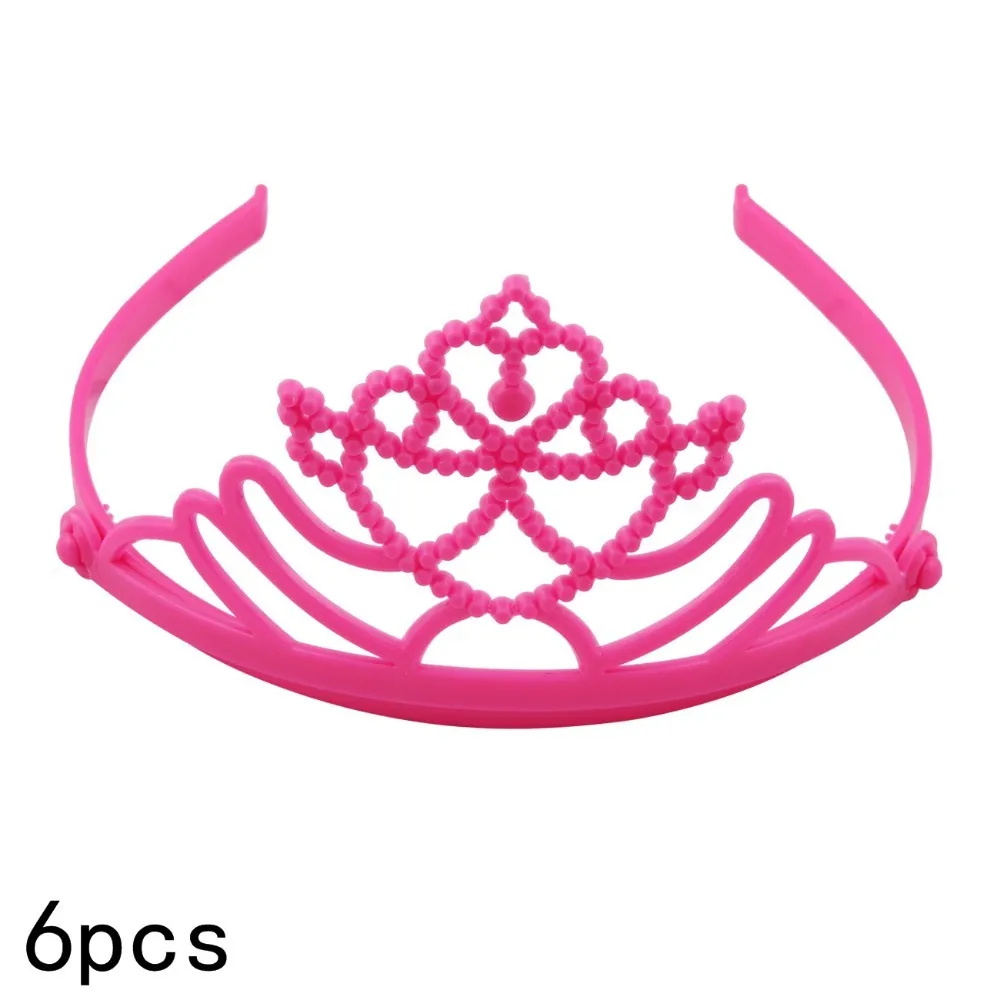 6 шт. Candygirl пластиковая повязка-корона для маленьких девочек Детская тиара обруч для волос аксессуары, лента для волос головной убор DIY - Цвет: Rose Red Headbands
