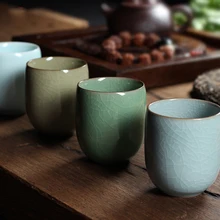 Изысканный Diyao Geyao Китай Фарфоровая чашка Ge печи Китайский Longquan Celadon миска гайвань Celadon кракле чашки чая 155 мл чайный набор