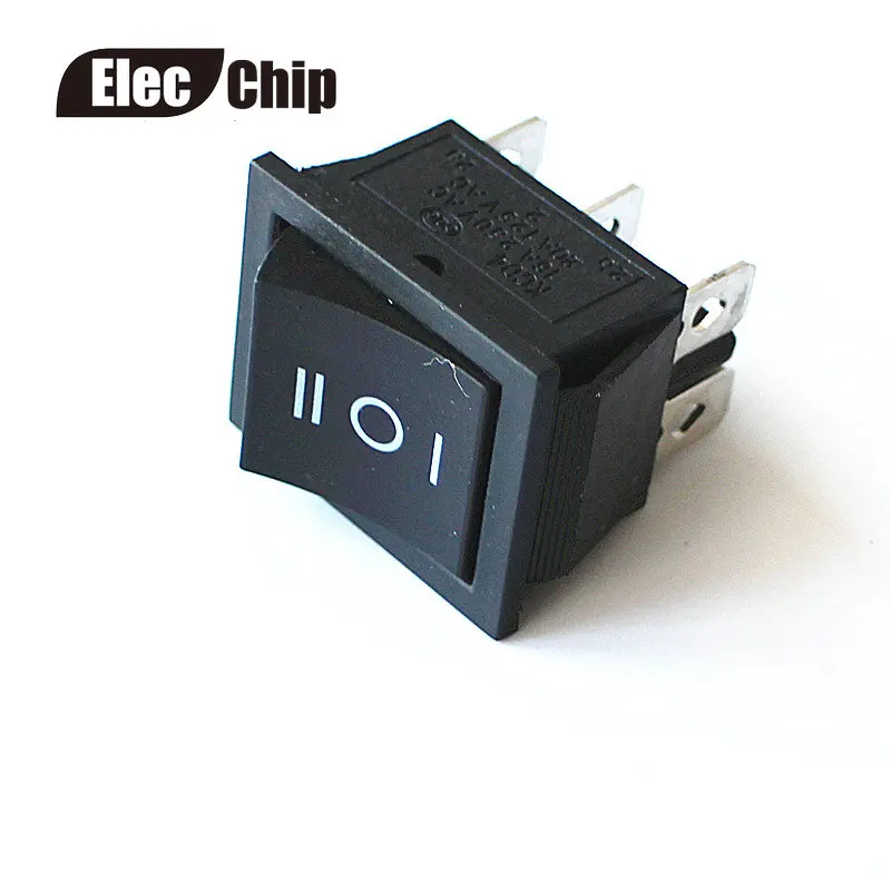 5 шт./лот 6-контактный KCD4 AC 15A/30A 250V DPDT черный кнопочный мгновенный возврат пружины